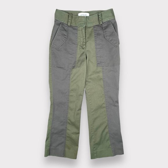 Derek Lam 10 Crosby High Waist Cropped Straight Leg Army Green Pants Size 2 - Picture 1 of 15